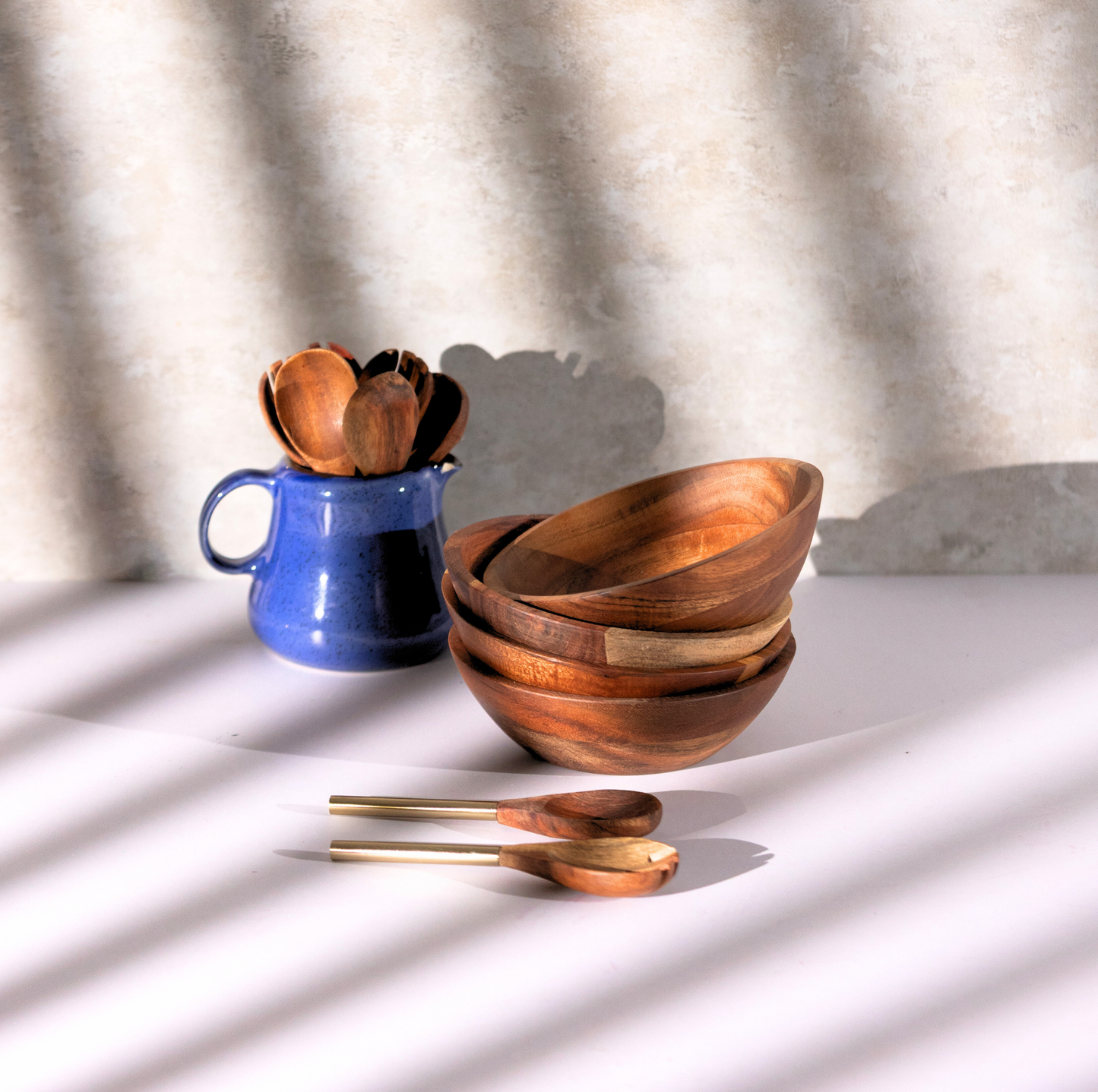 Mediterranean Salad Bowls with Servers | Set of 4