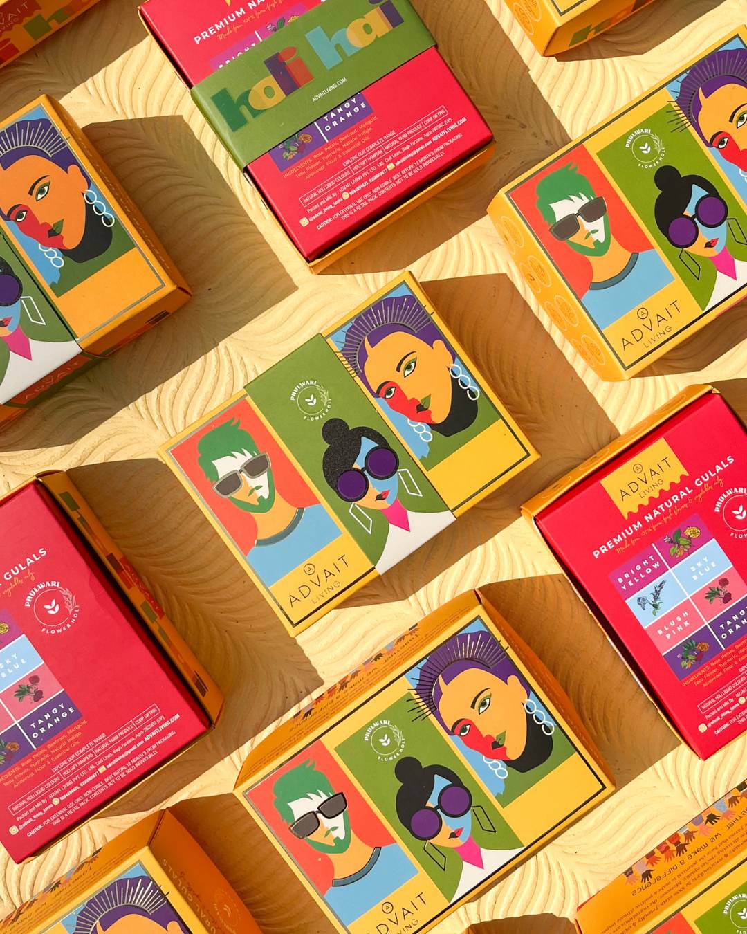 Premium Organic Holi Gulals | Box of 4 Colours | 100% Natural | Made from Flowers and Vegetables