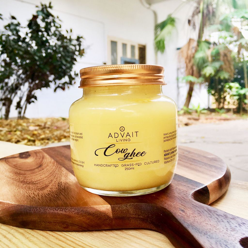 a2 cow ghee 250ml glass bottle full frontal view