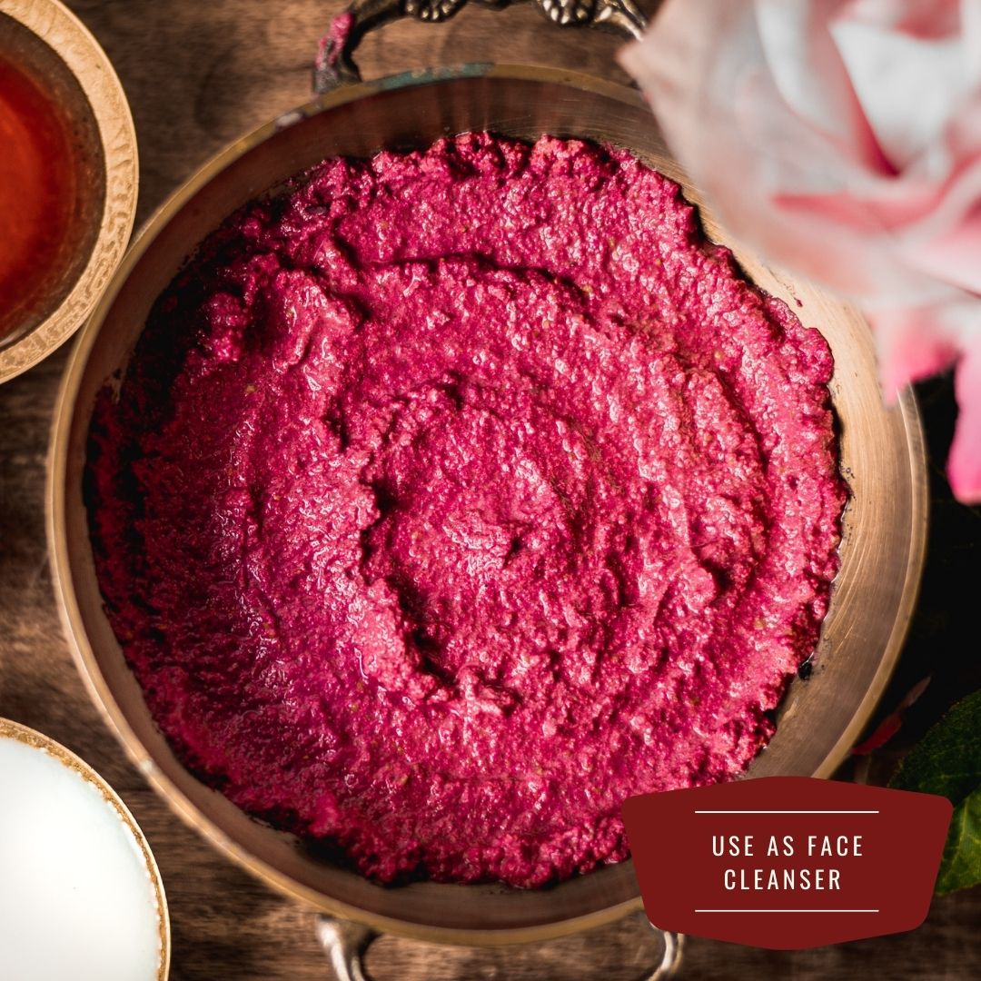 bowl with pink rose paste
