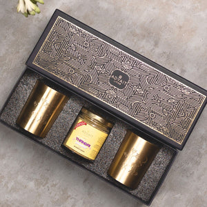 Indus Thandai Beverage Box | Premium Thandai Gift Box with Brass Tumblers