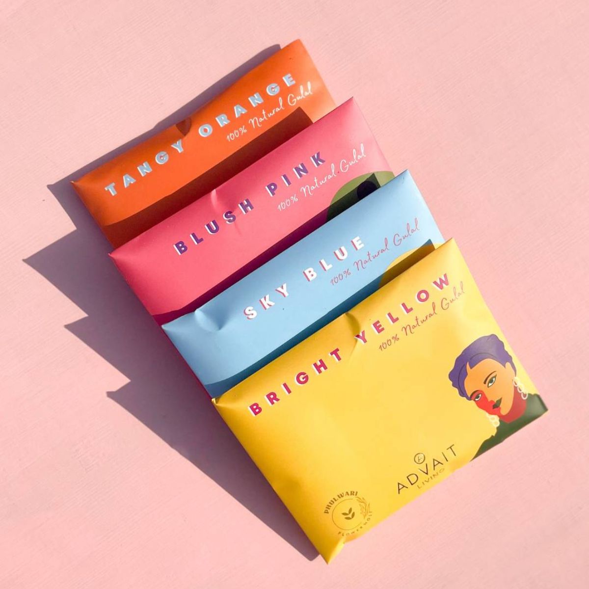 Premium Organic Holi Gulals | Box of 4 Colours | 100% Natural | Made from Flowers and Vegetables