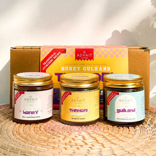 Thandai Gift Kit | Set of 3 | Thandai, Honey, Gulkand | 100% Natural