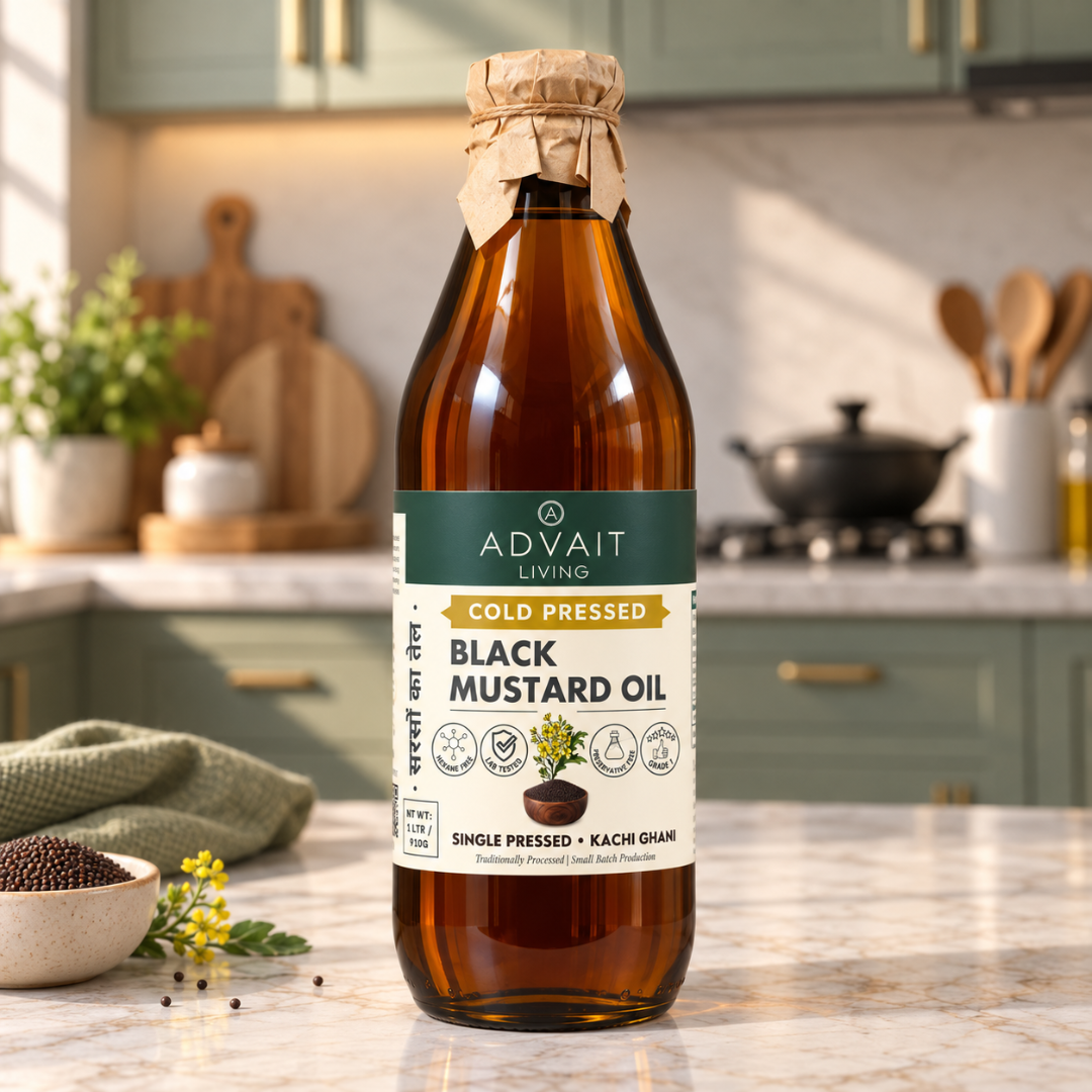 Cold-Pressed Black Mustard Oil (सरसों का तेल)
