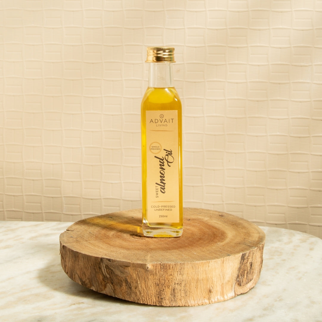 250 ml Cold-Pressed Sweet Almond Oil in a glass bottle